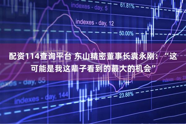 配资114查询平台 东山精密董事长袁永刚：“这可能是我这辈子看到的最大的机会”